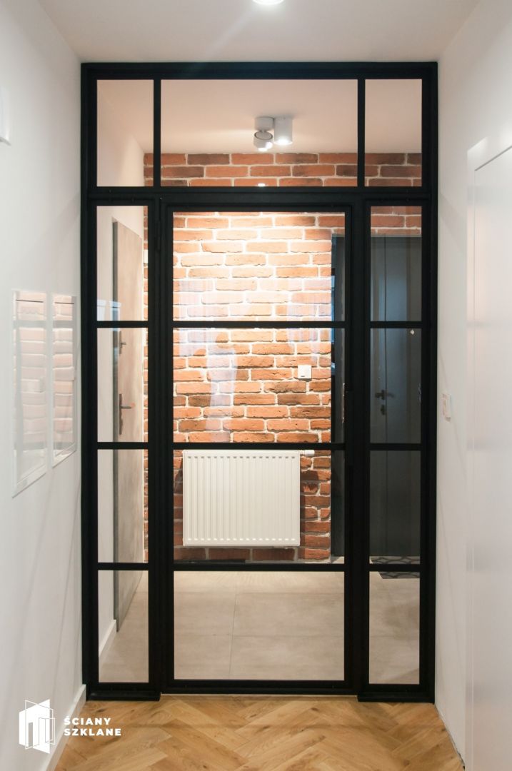 wiatrołap z drzwiami skrzydłowymi w stylu loft sciany-szklane.pl